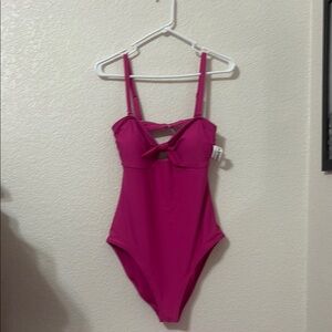 Old Navy Pink V-Neck One Piece with Bow Detail